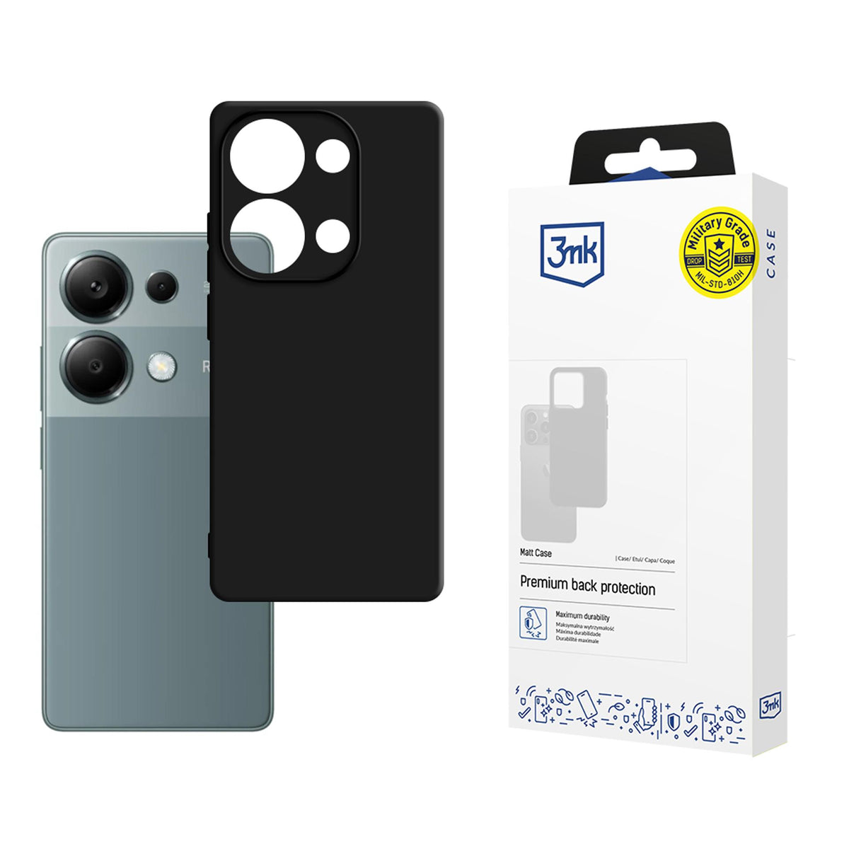 3mk matinis dėklas, skirtas Xiaomi Redmi Note 13 Pro – juodas