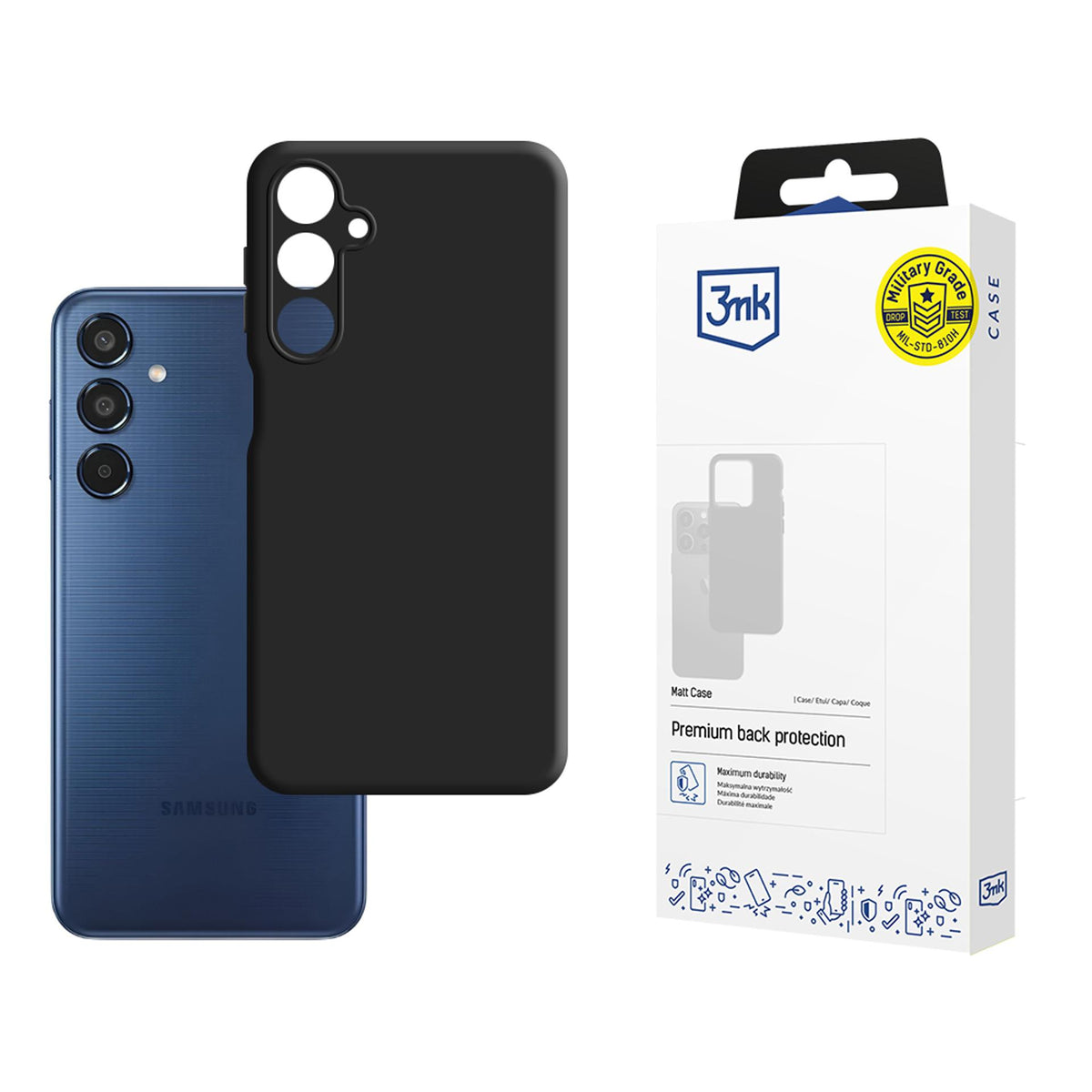 3mk matinis dėklas, skirtas Samsung Galaxy M35 5G – juodas -- Samsung Galaxy M35 5G