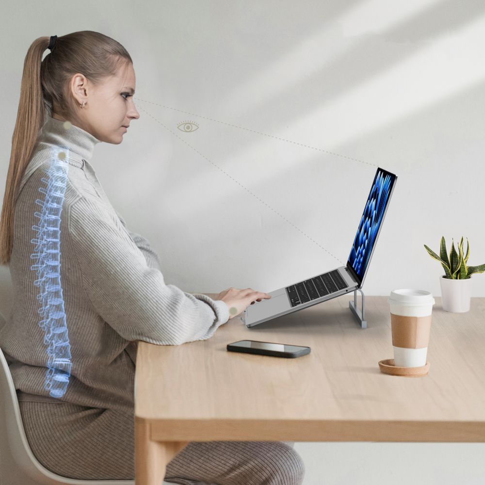 Tech-Protect ULS100 universalus nešiojamojo kompiuterio stovas iki 16" – pilkas -- Laptop Stands