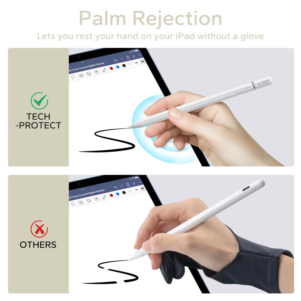 Tech-Protect Digital Magnetic Stylus Pen 3 Magnetic, skirtas iPad planšetiniam kompiuteriui – baltas -- Stylus Pens