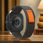 Tech-Protect nailoninis dirželis, skirtas Samsung Galaxy Watch Ultra (47mm) – juodas/oranžinis -- Samsung Galaxy Watch Ultra