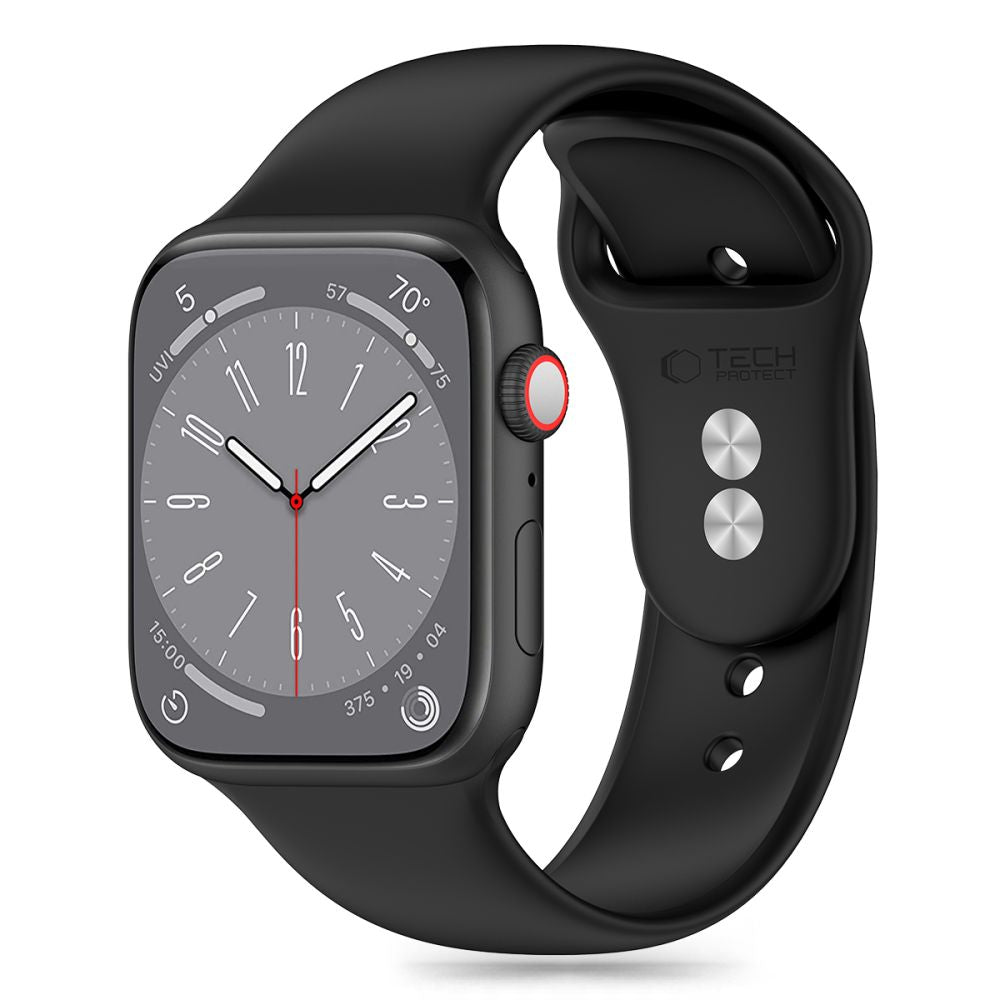 Tech-Protect silikoninis dirželis, skirtas Apple Watch 4/5/6/7/8/9/SE (38/40/41 mm) – juodas -- Apple Watch 4