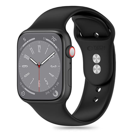 Tech-Protect silikoninis dirželis, skirtas Apple Watch 4/5/6/7/8/9/SE/Ultra 1/2 (42/44/45/49 mm) – juodas -- Apple Watch 4
