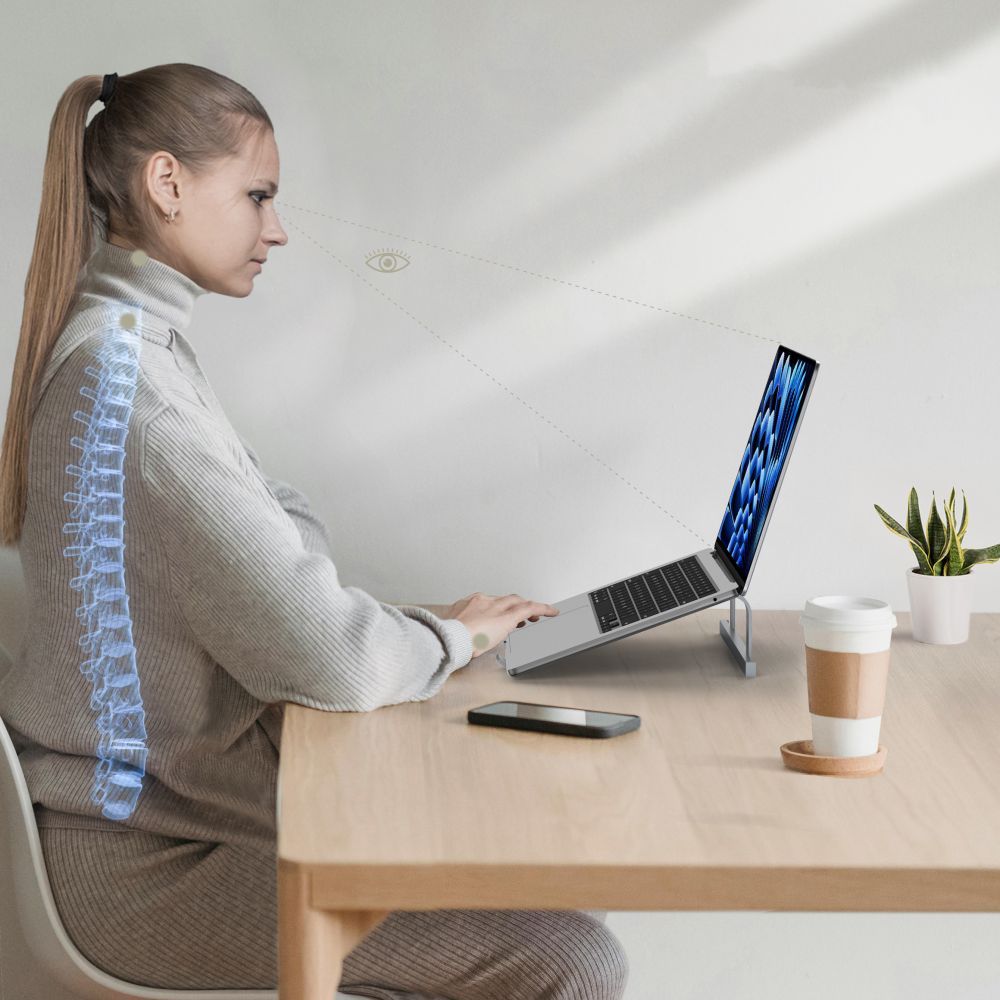 Tech-Protect ULS100 universalus stovas nešiojamiesiems kompiuteriams iki 16" – sidabrinis -- Laptop Stands