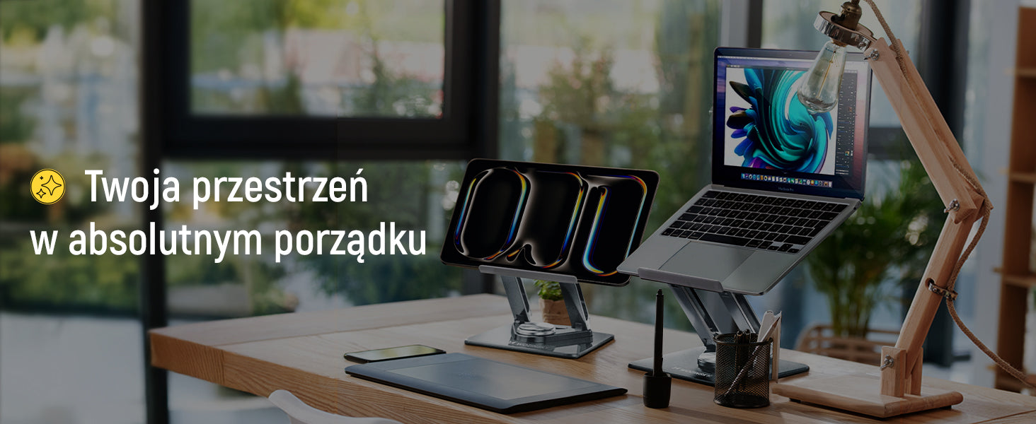 Wozinsky WRS-CPY84SS aliuminio nešiojamojo kompiuterio ir planšetinio kompiuterio stovas + nemokamas išmanaus telefono...