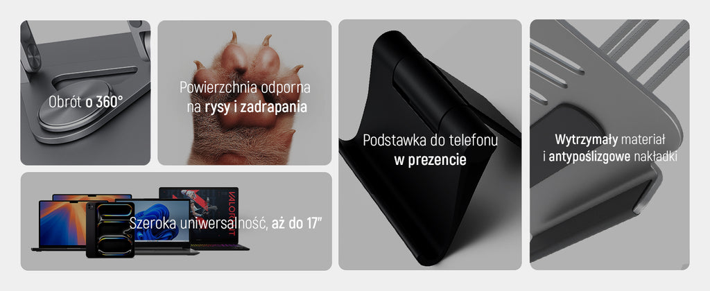 Wozinsky WRS-CPY84SS aliuminio nešiojamojo kompiuterio ir planšetinio kompiuterio stovas + nemokamas išmanaus telefono...