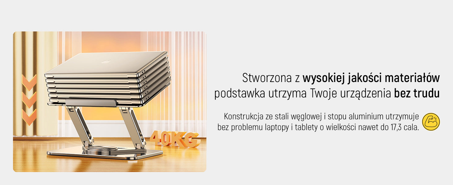 Wozinsky WRS-CPY84SS aliuminio nešiojamojo kompiuterio ir planšetinio kompiuterio stovas + nemokamas išmanaus telefono...