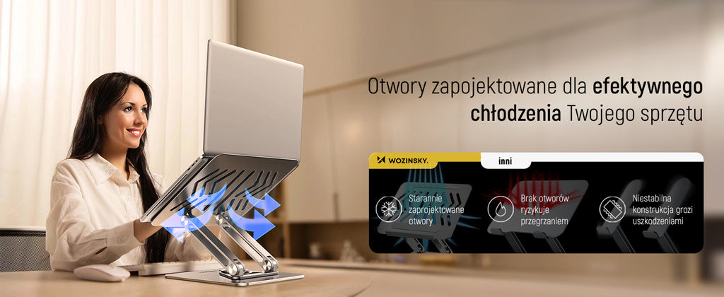 Wozinsky WRS-CPY84SS aliuminio nešiojamojo kompiuterio ir planšetinio kompiuterio stovas + nemokamas išmanaus telefono...