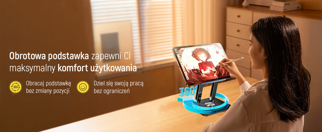 Wozinsky WRS-CPY84SB 360 aliuminio nešiojamojo kompiuterio ir planšetinio kompiuterio stovas + nemokamas išmanaus...
