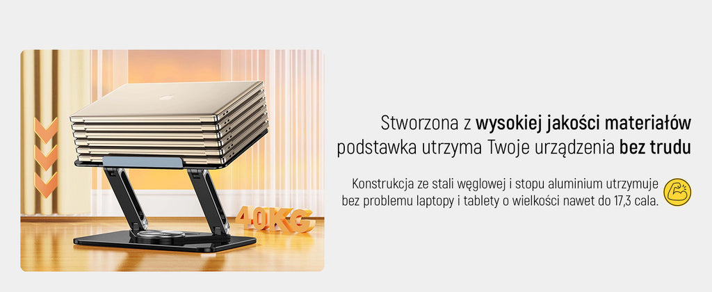 Wozinsky WRS-CPY84SB 360 aliuminio nešiojamojo kompiuterio ir planšetinio kompiuterio stovas + nemokamas išmanaus...