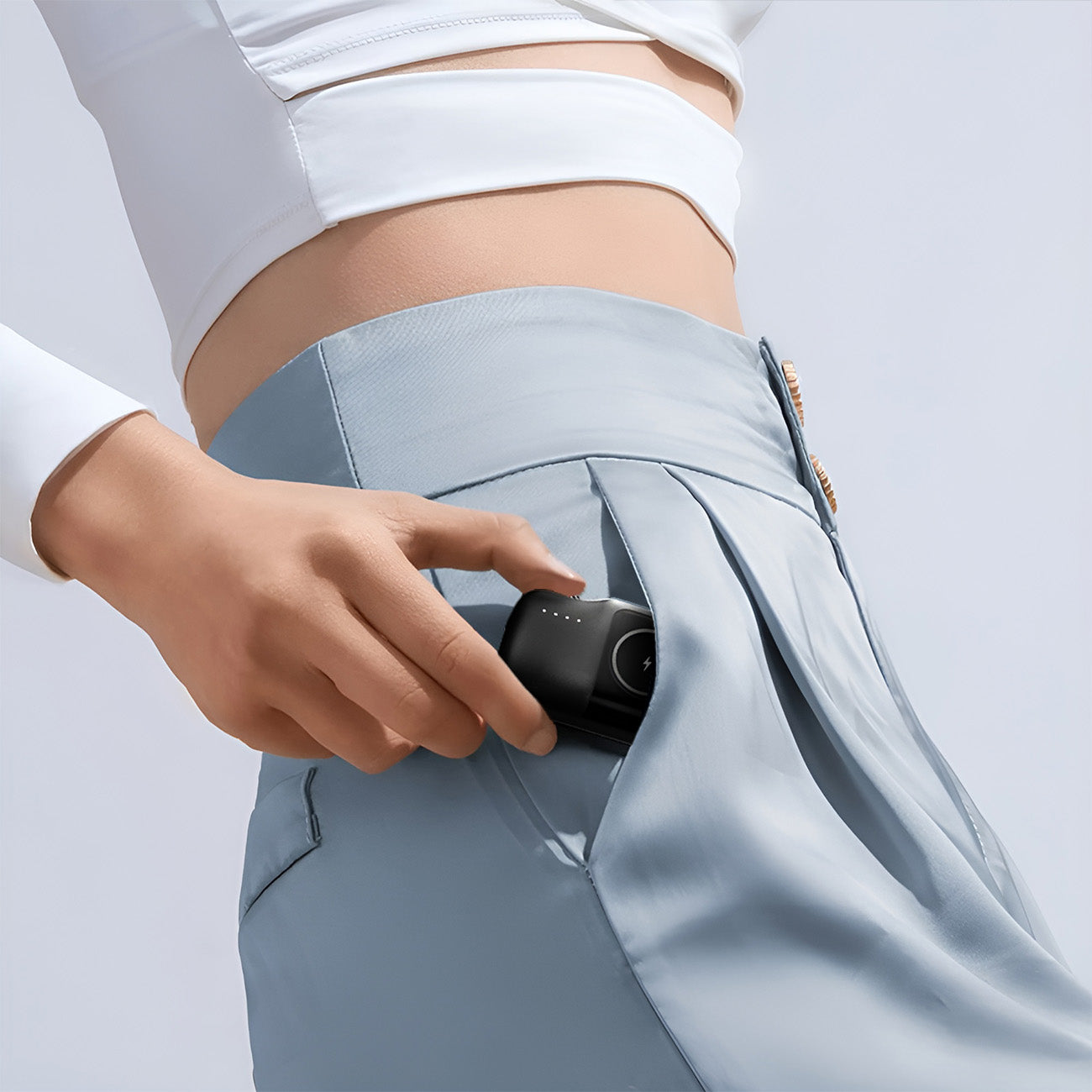Wozinsky WF16-YCS 5000mAh 15W USB-C Mini Išorinė baterija su integruotu USB-C laidu ir Apple Watch įkrovikliu - juodas