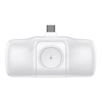 Wozinsky WF16-YCS 5000mAh 15W USB-C Mini Išorinė baterija su integruotu USB-C laidu ir Apple Watch įkrovikliu - baltas