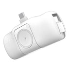 Wozinsky WF16-YCS 5000mAh 15W USB-C Mini Išorinė baterija su integruotu USB-C laidu ir Apple Watch įkrovikliu - baltas