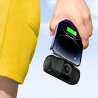 Wozinsky WF16-YLS 5000mAh 15W Lightning Mini Išorinė baterija su integruotu USB-C laidu ir Apple Watch įkrovikliu - juodas