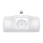 Wozinsky WF16-YLS 5000mAh 15W Lightning Mini Išorinė baterija su integruotu USB-C laidu ir Apple Watch įkrovikliu - baltas