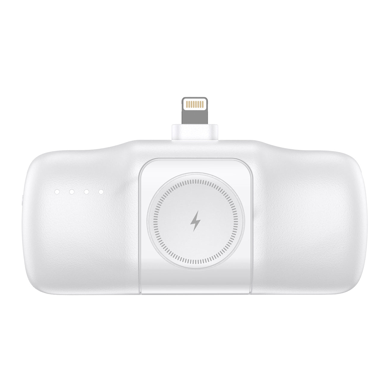 Wozinsky WF16-YLS 5000mAh 15W Lightning Mini Išorinė baterija su integruotu USB-C laidu ir Apple Watch įkrovikliu - baltas