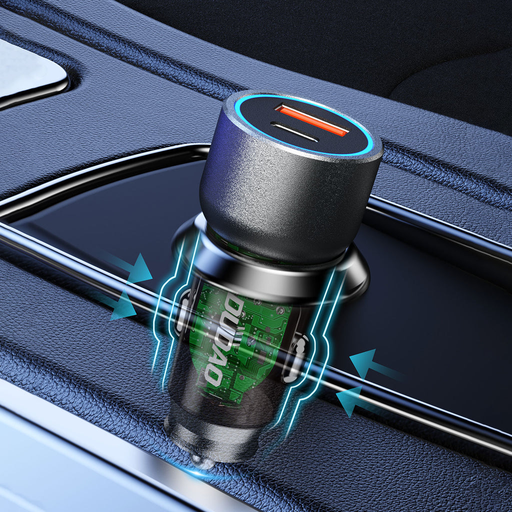 Dudao R4T 25W USB-A / USB-C automobilinis įkroviklis - pilkas -- Cell phone chargers