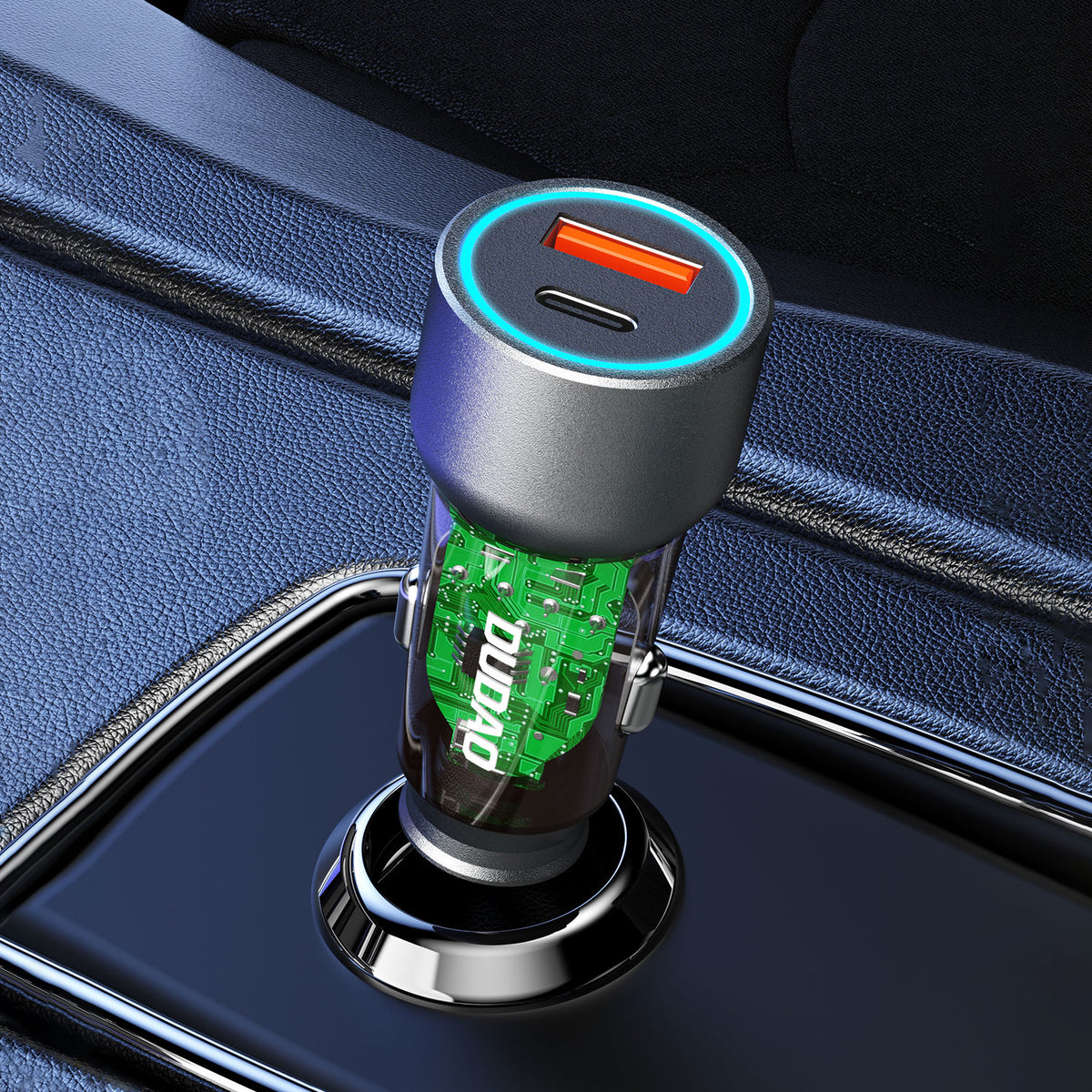 Dudao R4T 25W USB-A / USB-C automobilinis įkroviklis - pilkas -- Cell phone chargers