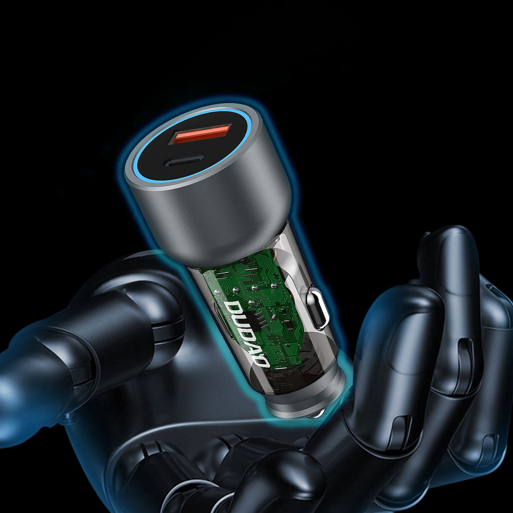 Dudao R4T 25W USB-A / USB-C automobilinis įkroviklis - pilkas -- Cell phone chargers