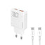 GaN Dudao A30EUT 30W USB-A / USB-C sieninis įkroviklis + USB-C - USB-C laidas - baltas