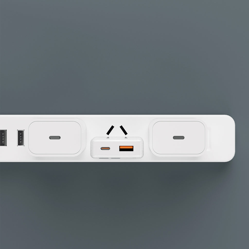 GaN Dudao A30EUT 30W USB-A / USB-C sieninis įkroviklis + USB-C - USB-C laidas - baltas