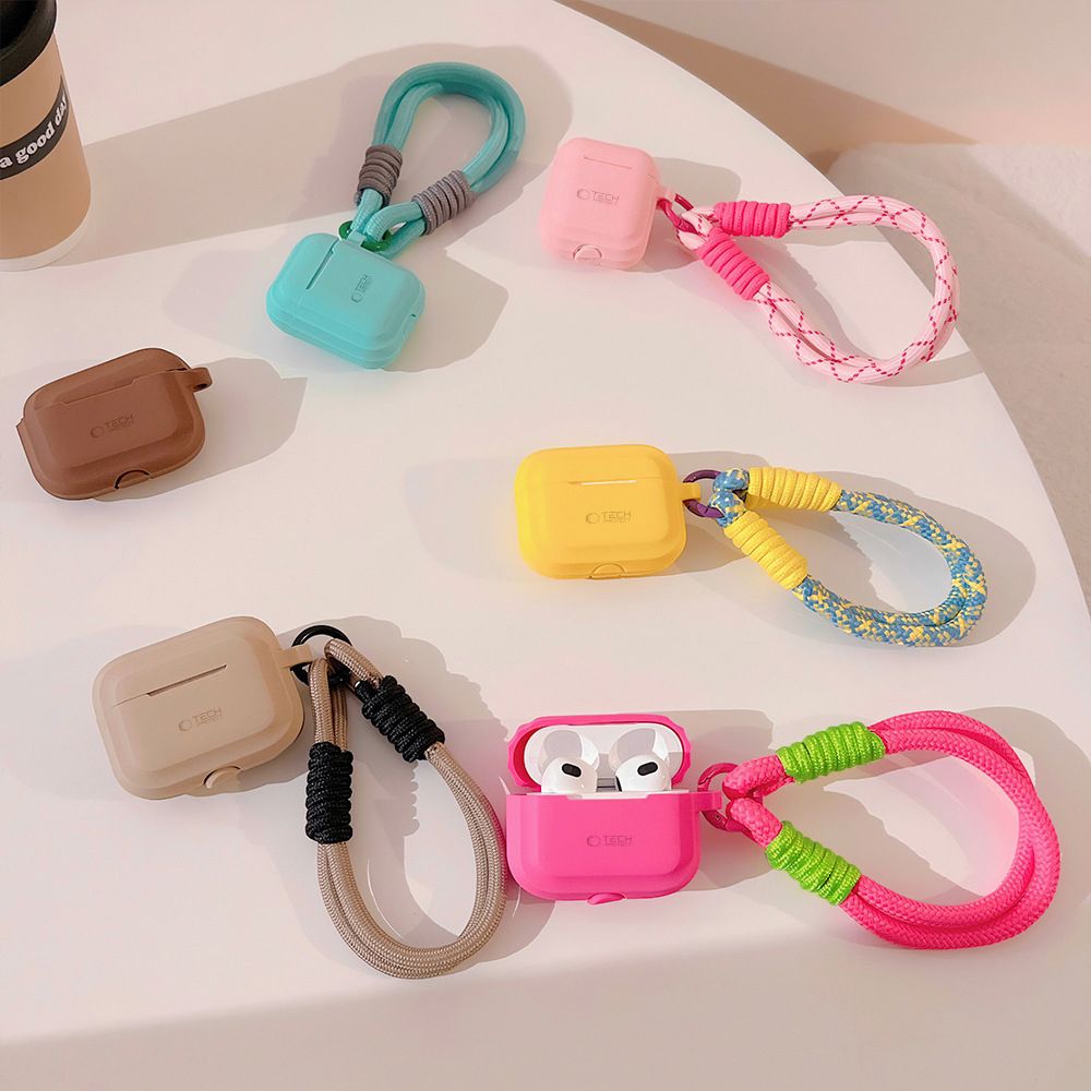 Tech-Protect dėklas AirPods Pro 1/2 – rudas su virvele -- AirPods Pro 1