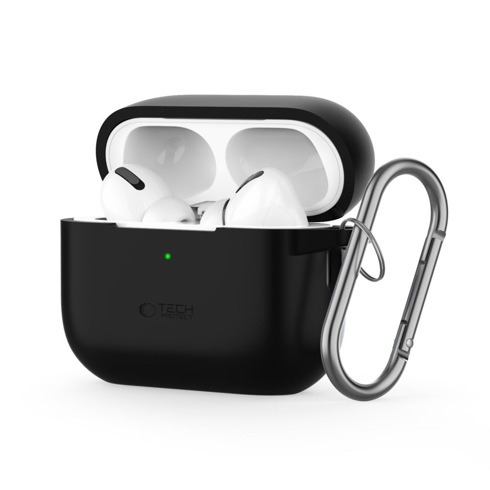 Tech-Protect silikoninis dėklas su kabliuku AirPods Pro 1/2 – juodas -- AirPods Pro 1