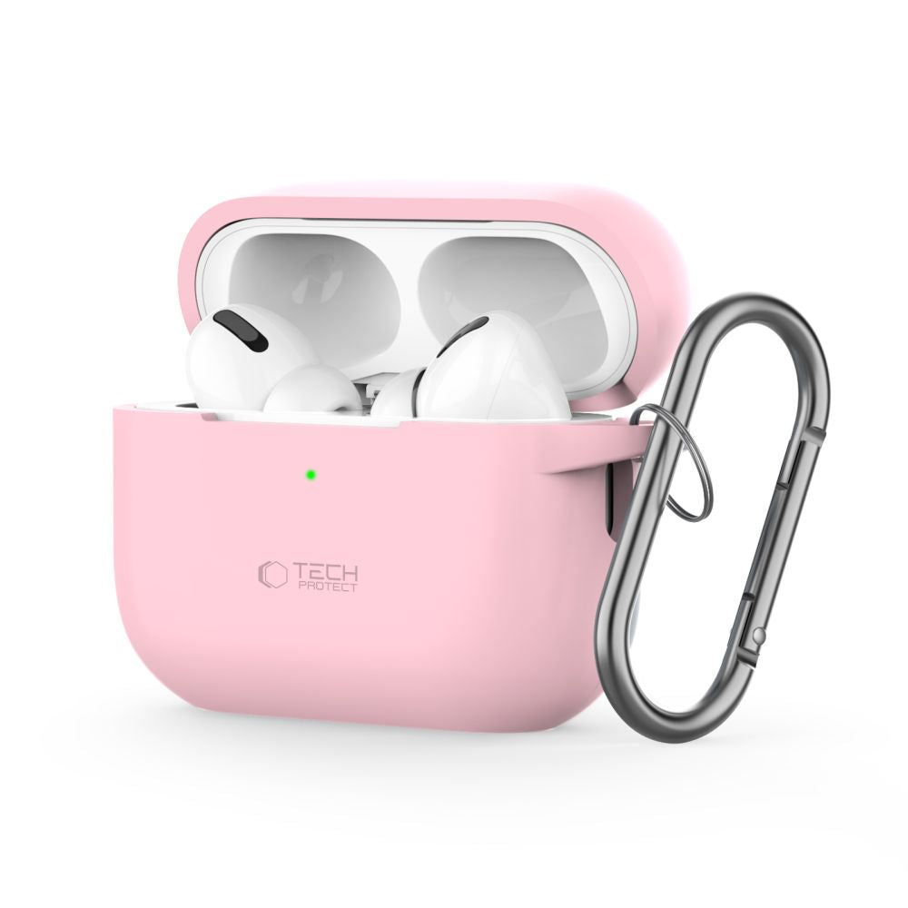 Tech-Protect silikoninis dėklas AirPods Pro 1/2 su karabinu – rožinis -- AirPods Pro 1