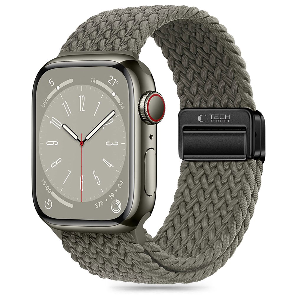 Tech-Protect Nylonmag dirželis, skirtas Apple Watch 4/5/6/7/8/9/SE/Ultra 1/2 (42/44/45/49 MM) – žalias -- Apple Watch 4