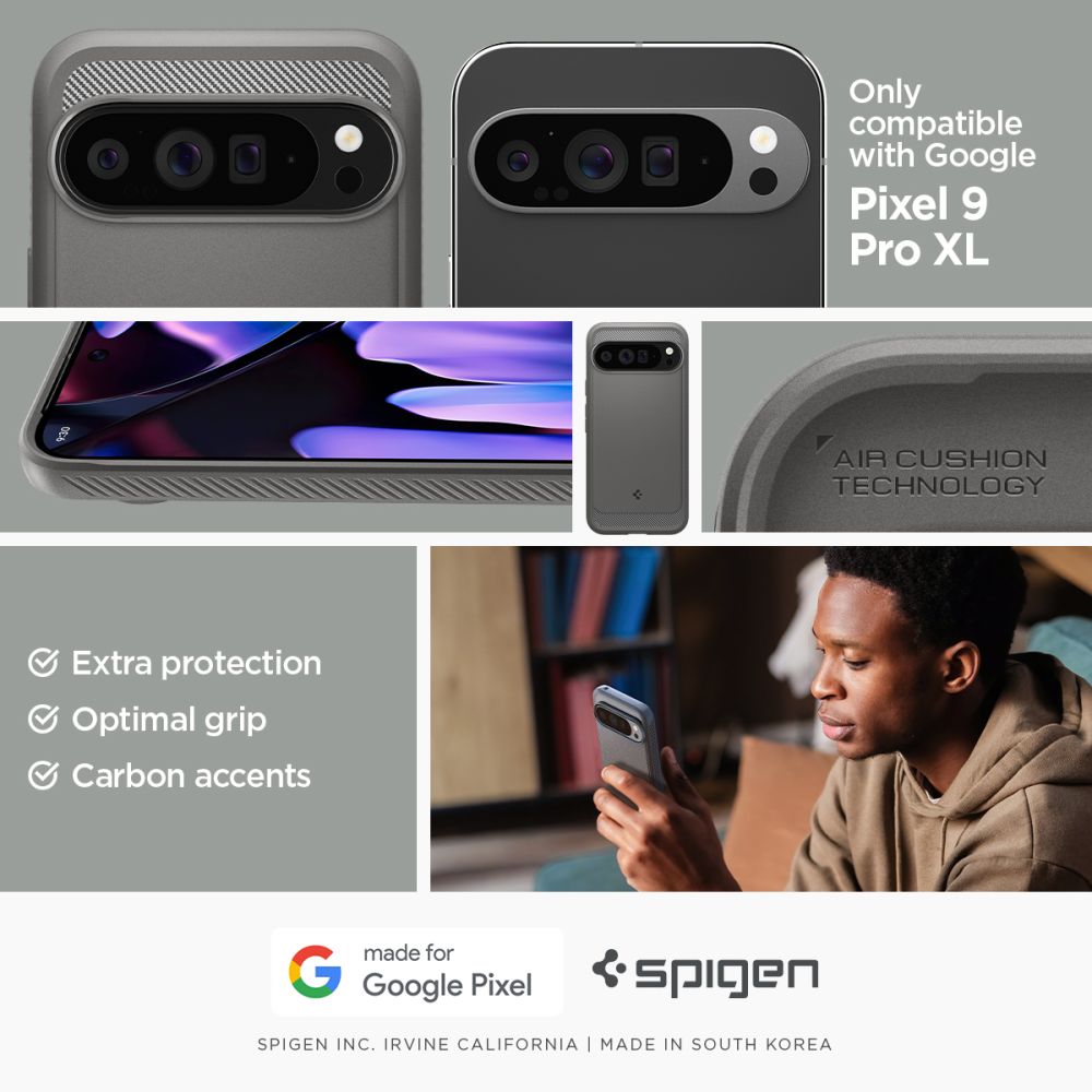Spigen Rugged Armor dėklas Google Pixel 9 Pro XL – pilkas
