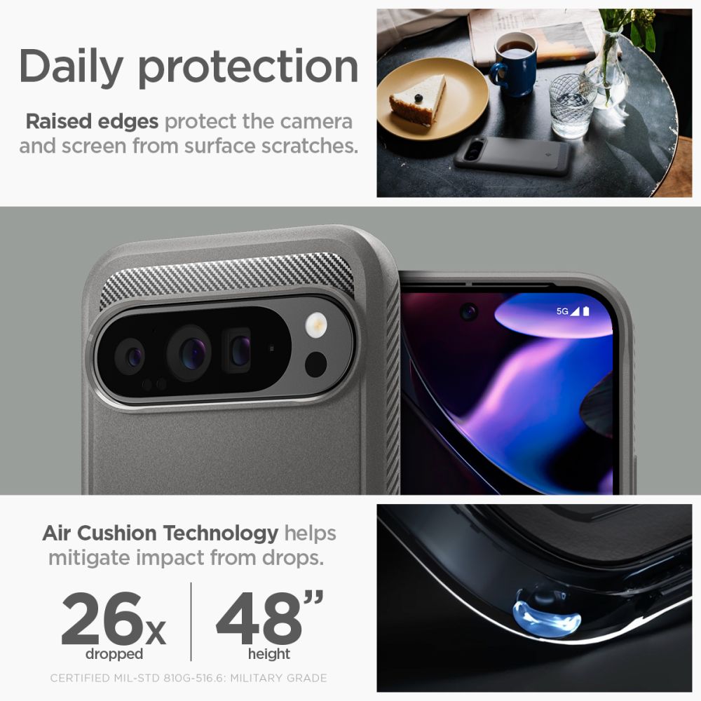 Spigen Rugged Armor dėklas Google Pixel 9 Pro XL – pilkas