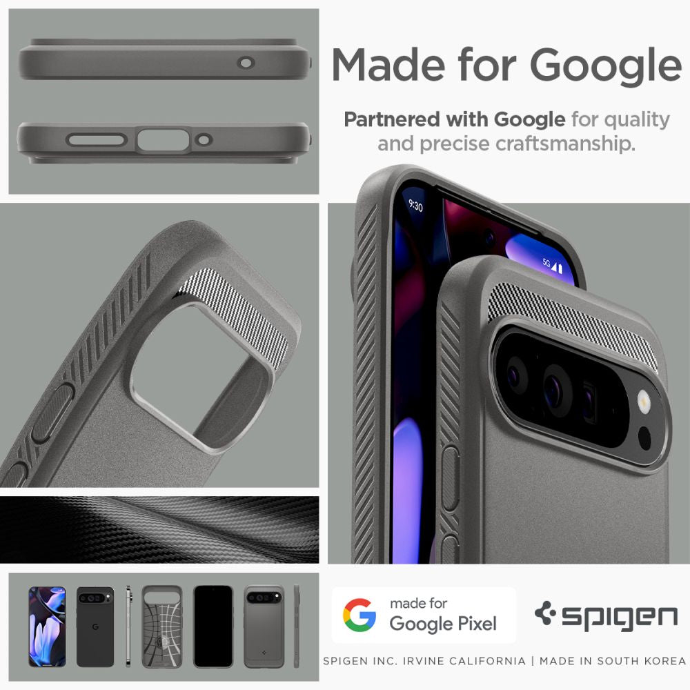 Spigen Rugged Armor dėklas Google Pixel 9 Pro XL – pilkas