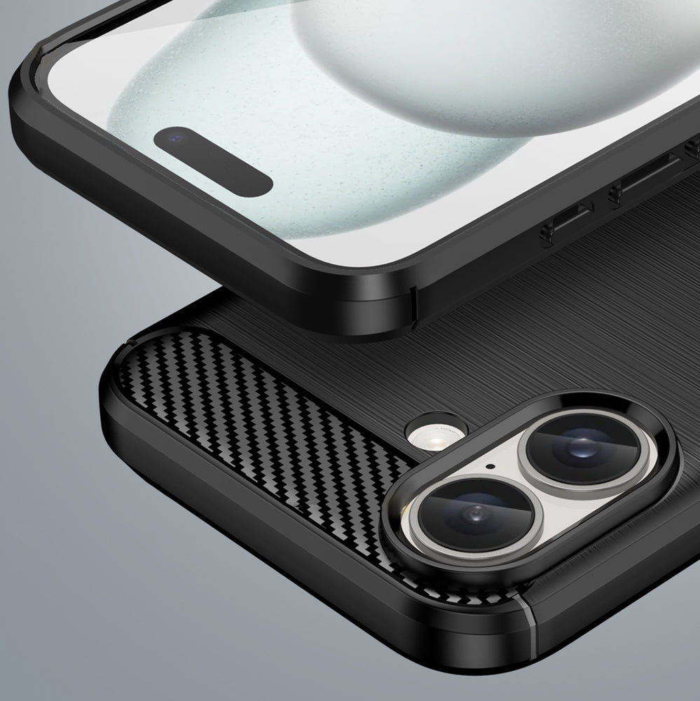 Carbon Case silikoninis dėklas iPhone 16 Plus – juodas -- iPhone 16 Plus