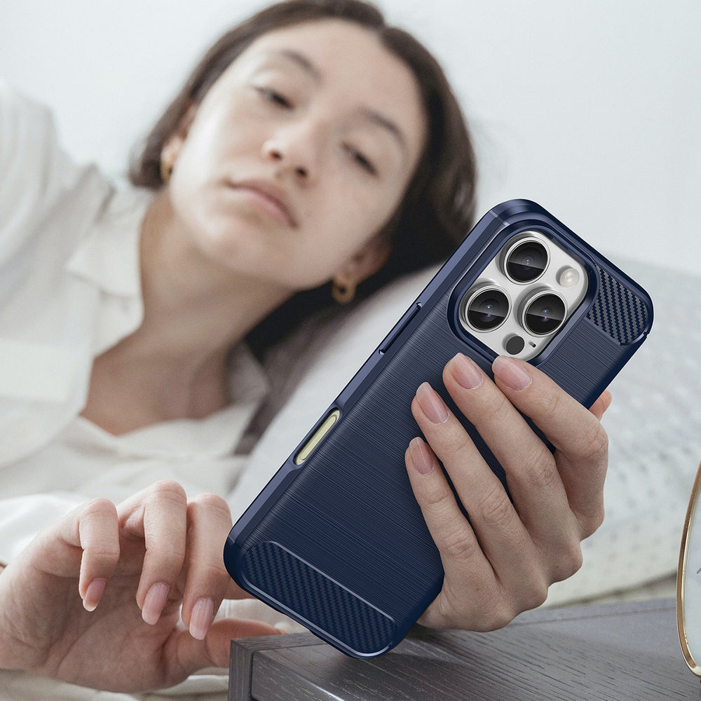 Carbon Case TPU dėklas iPhone 16 Pro Max – mėlynas -- iPhone 16 Pro Max