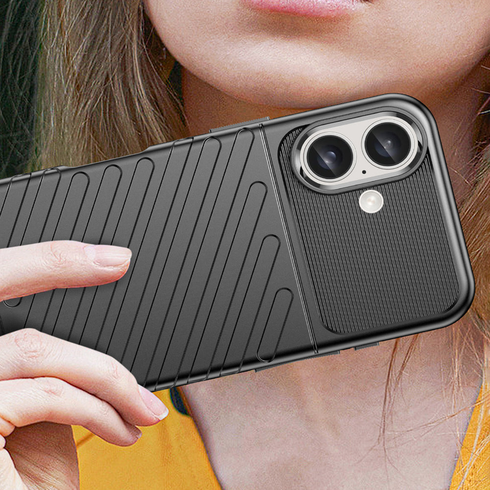 Thunder Case silikoninis dėklas iPhone 16 Plus – juodas -- iPhone 16 Plus
