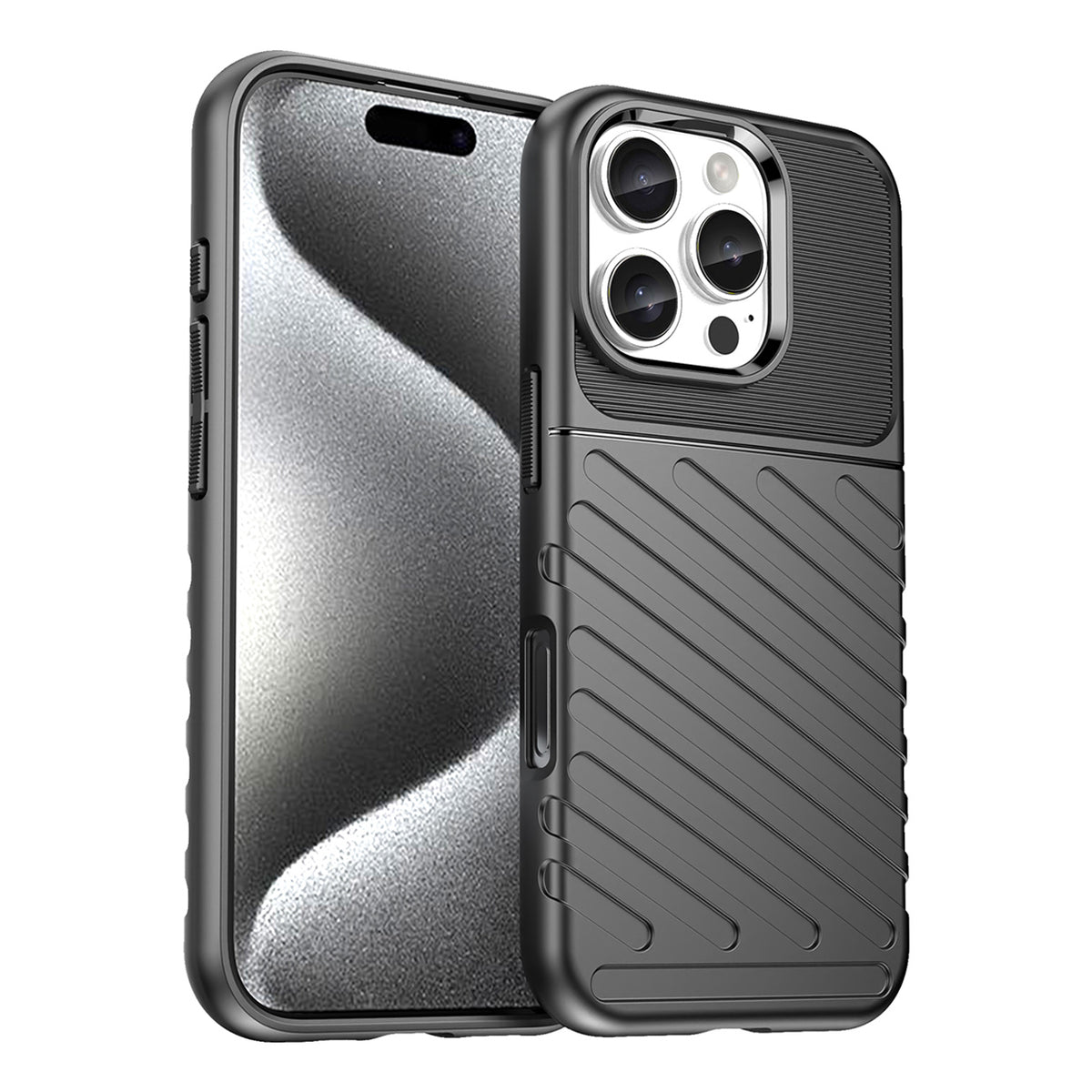 Thunder Case silikoninis dėklas iPhone 16 Pro Max – juodas