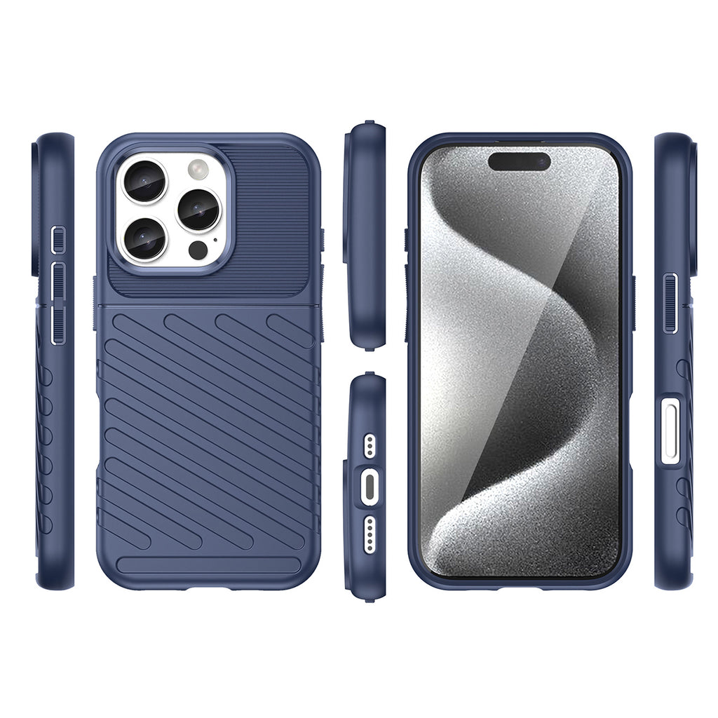 Silikoninis dėklas iPhone 16 Pro Max „Thunder Case“ – mėlynas