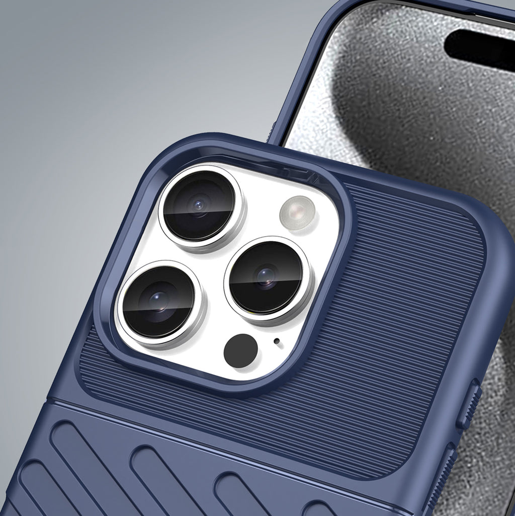 Silikoninis dėklas iPhone 16 Pro Max „Thunder Case“ – mėlynas