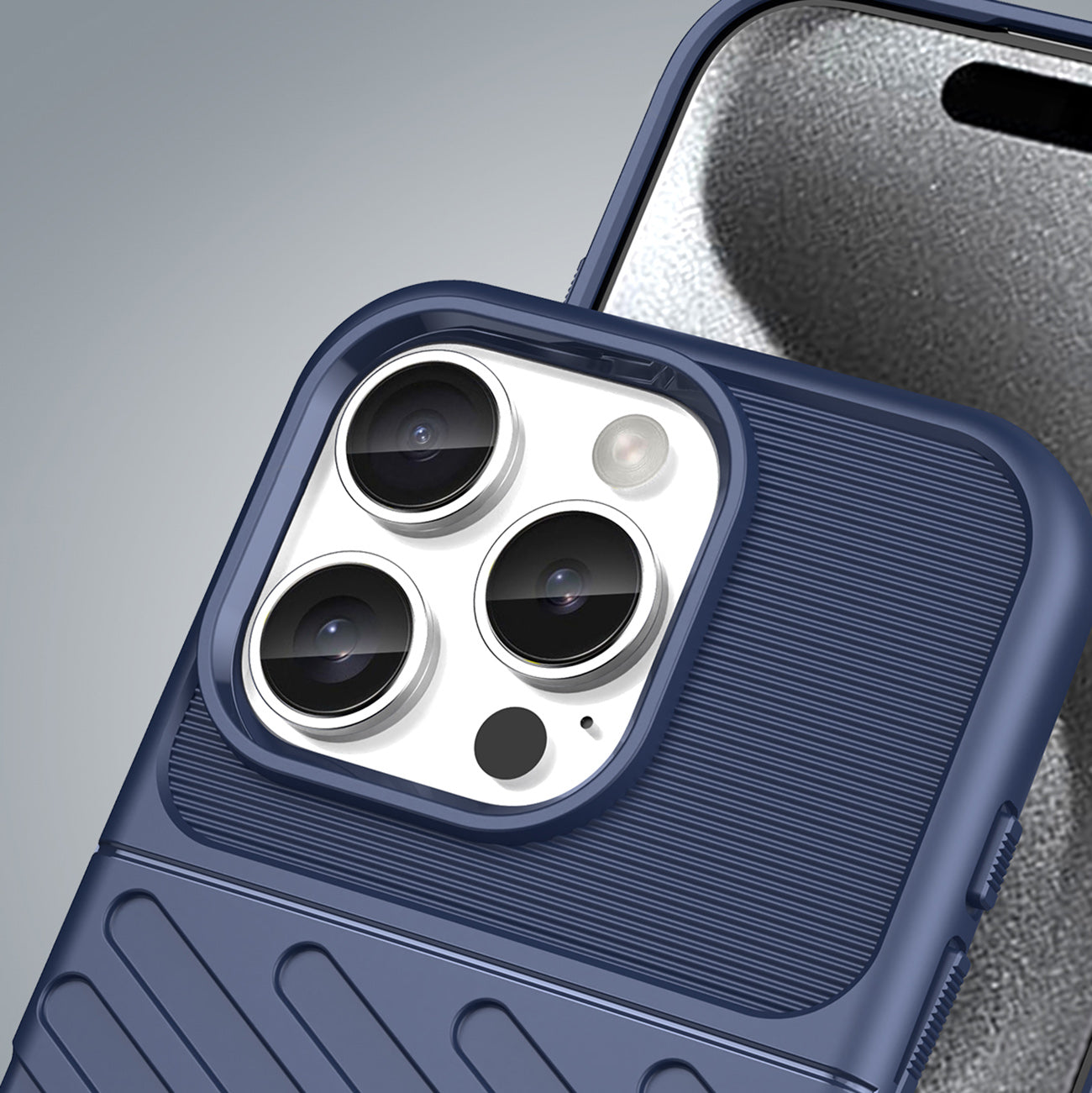 Silikoninis dėklas iPhone 16 Pro Max „Thunder Case“ – mėlynas