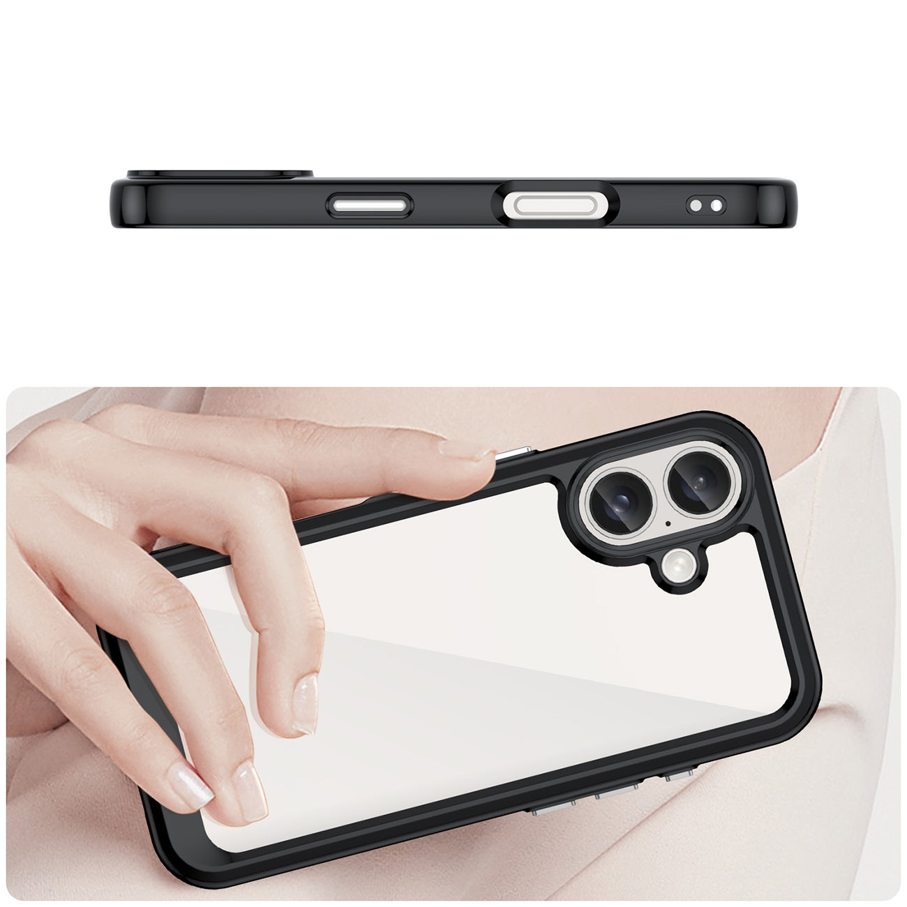 Outer Space dėklas iPhone 16 – juodas (TPU+PC)