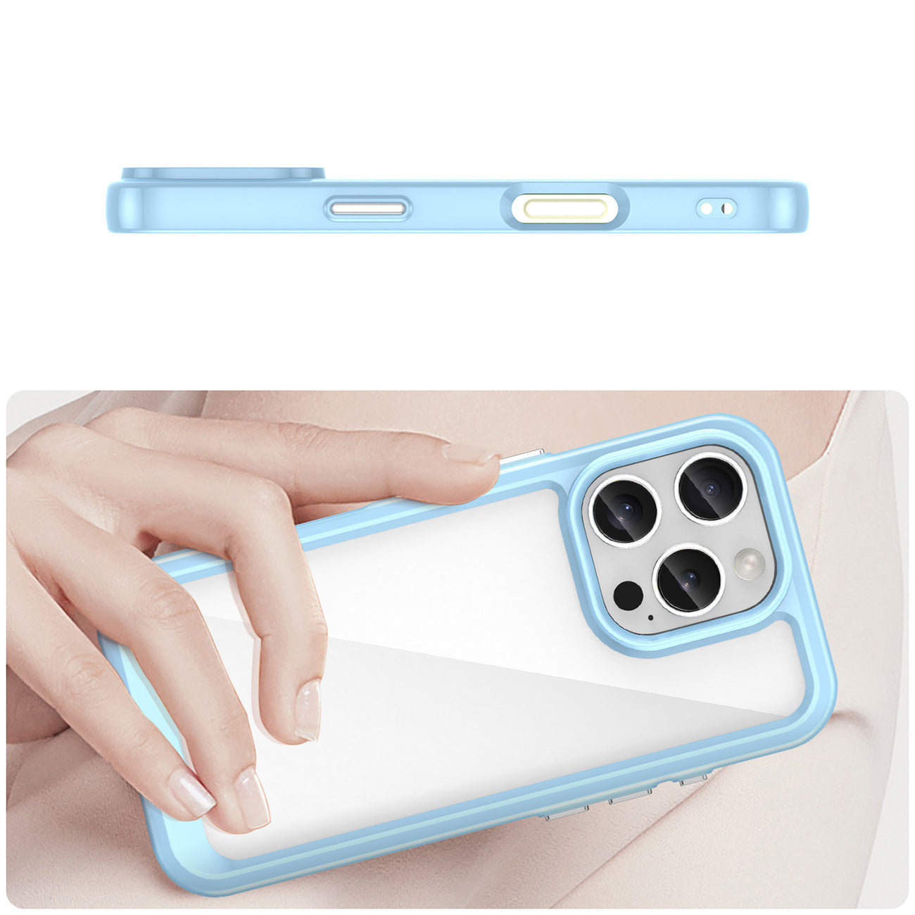 Skaidrus dėklas iPhone 16 Pro – mėlynas