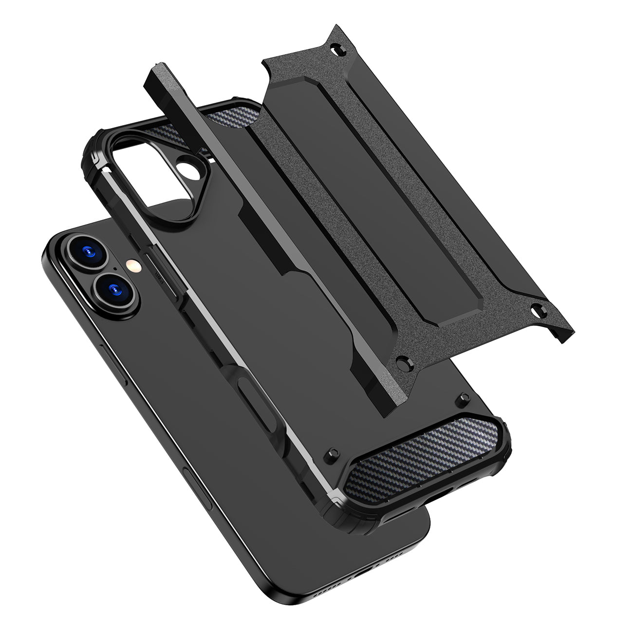 Hybrid Armor dėklas iPhone 16 – juodas