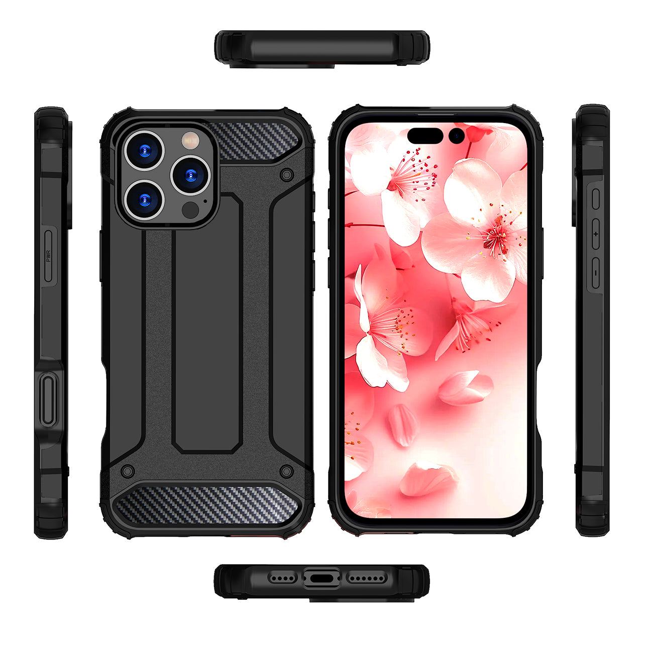 Hybrid Armor dėklas iPhone 16 Pro Max – juodas