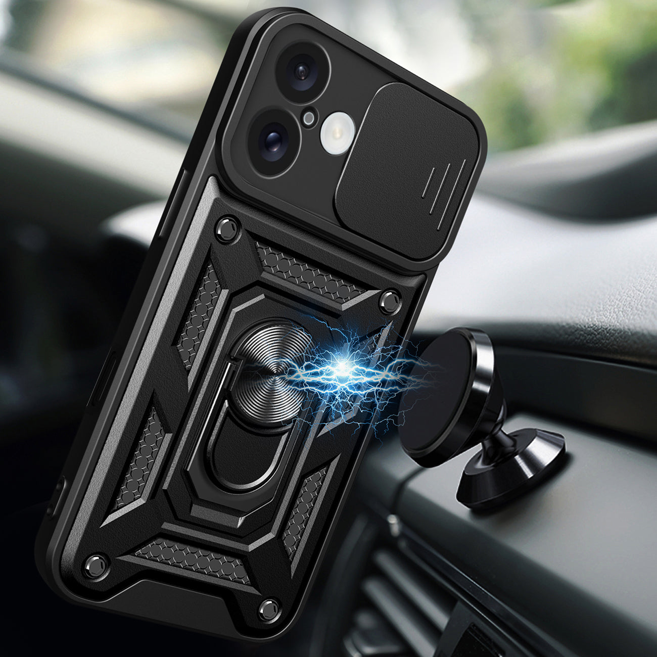 Hybrid Armor Camshield dėklas iPhone 16 – mėlynas