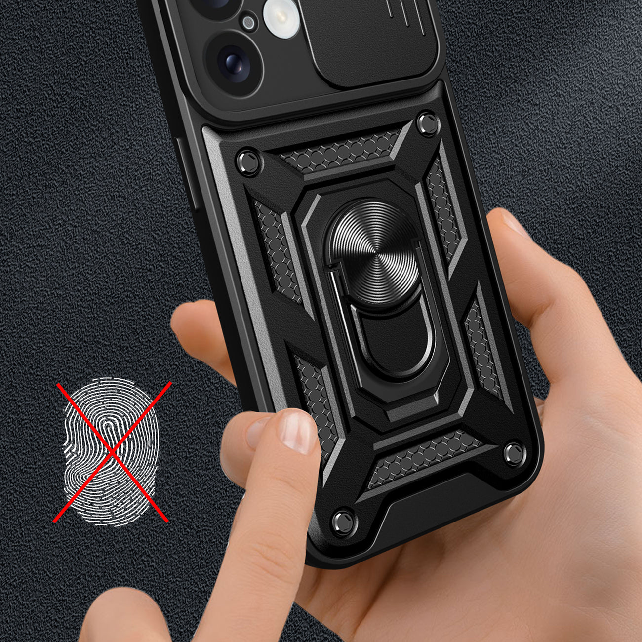 Hybrid Armor Camshield dėklas iPhone 16 – mėlynas