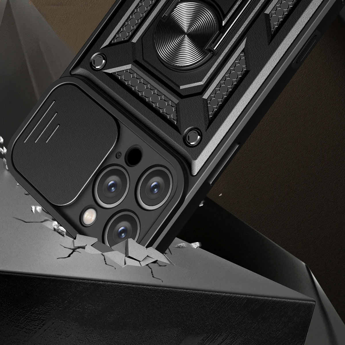 Hybrid Armor Camshield dėklas iPhone 16 Pro su kameros dangteliu