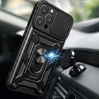 Šarvuotas dėklas iPhone 16 Pro Max su kameros dangteliu – mėlynas
