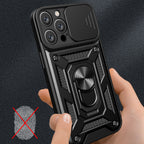 Šarvuotas dėklas iPhone 16 Pro Max su kameros dangteliu – mėlynas