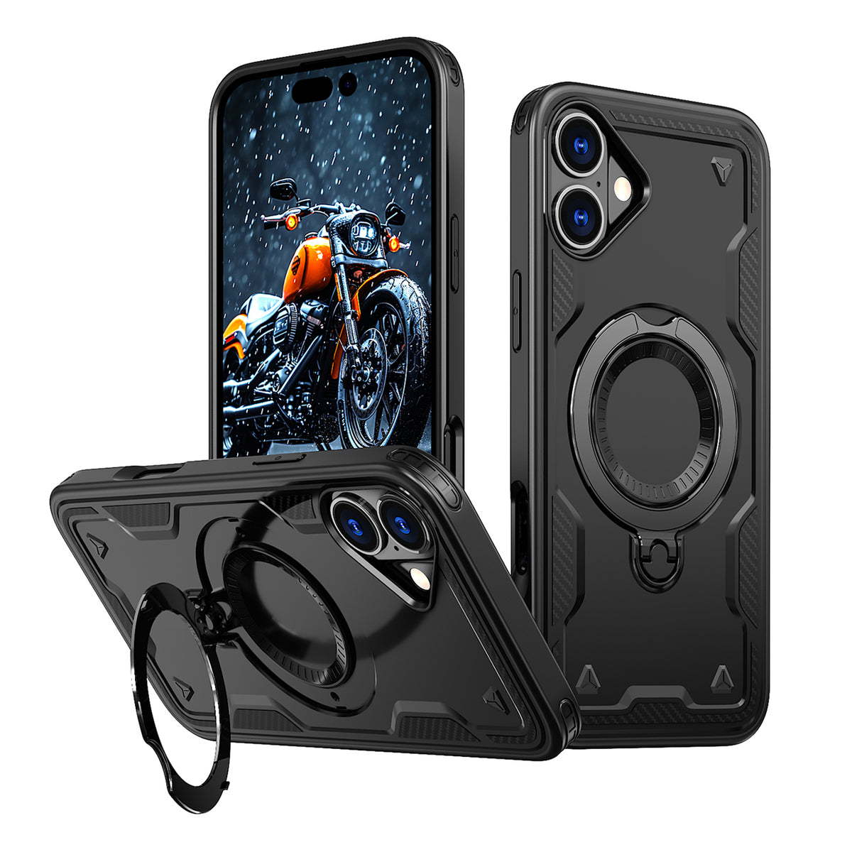 MagSafe dėklas iPhone 16 – juodas, Hybrid Armor