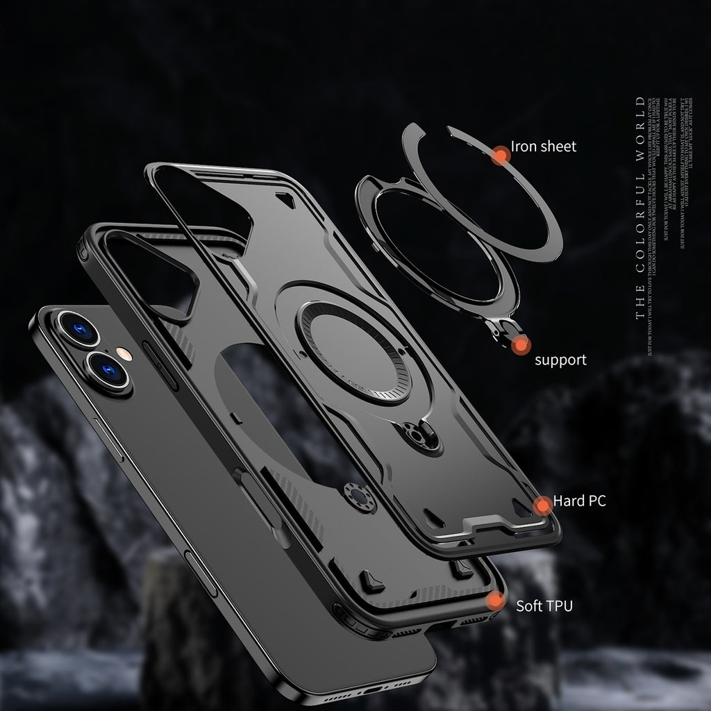 MagSafe dėklas iPhone 16 – juodas, Hybrid Armor